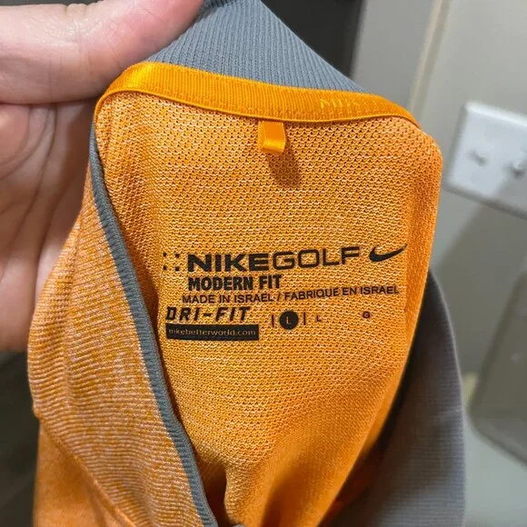 Nike Golf Men's orange w/ gray trim Modern Fit 1/2 zip pullover shirt Jacket L - Picture 6 of 7